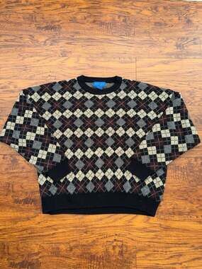 Vintage Towncraft Argyle Knit Crewneck Sweater Size XL